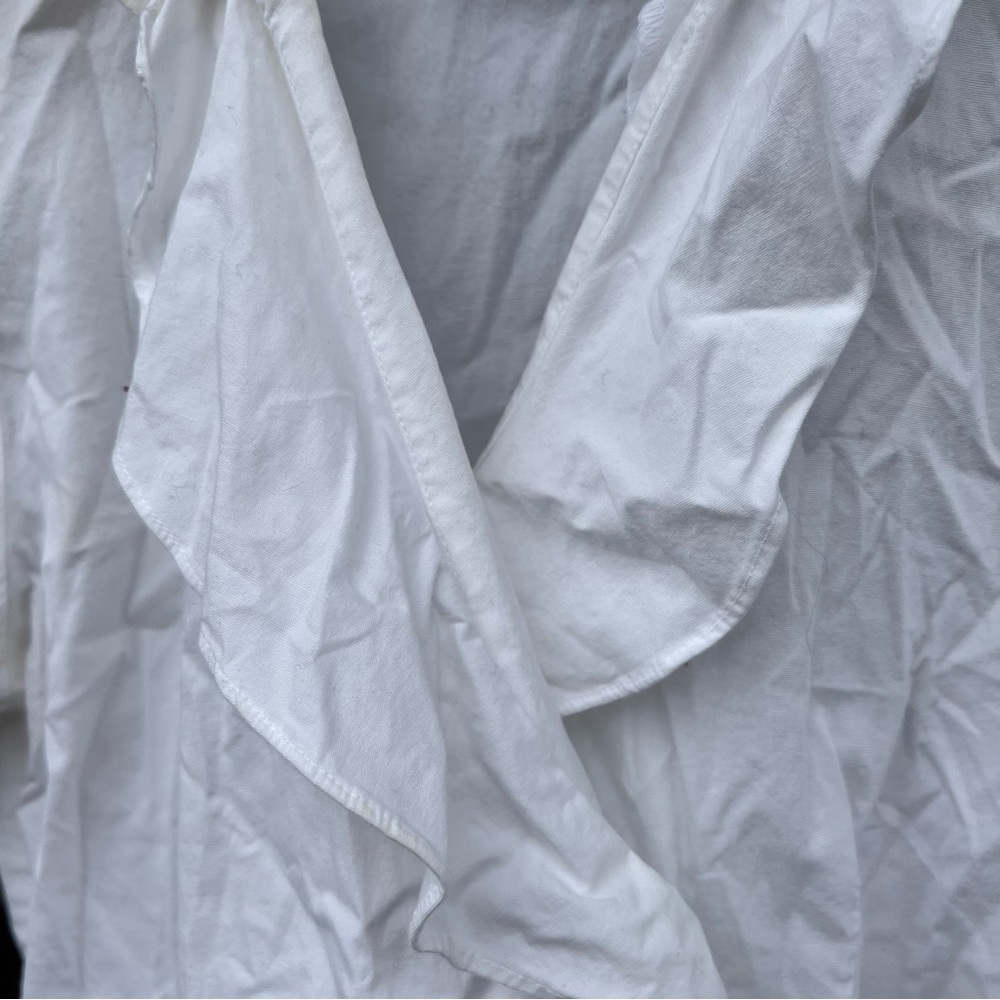 Coldwater Creek White Collared Ruffled Front Wrap Blouse - Picture 4 of 6